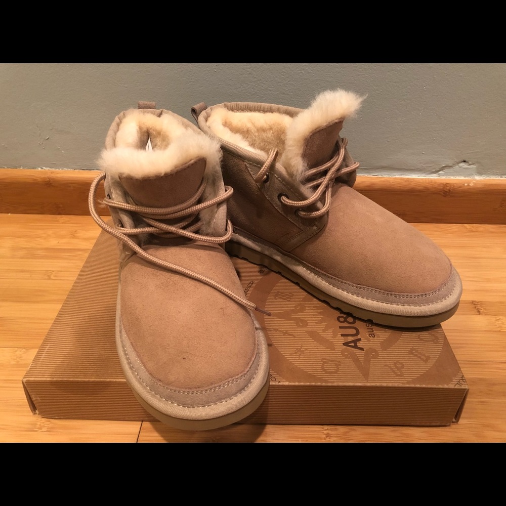 AU&MU Sand Leather Sheep Skin boots size 7 New
